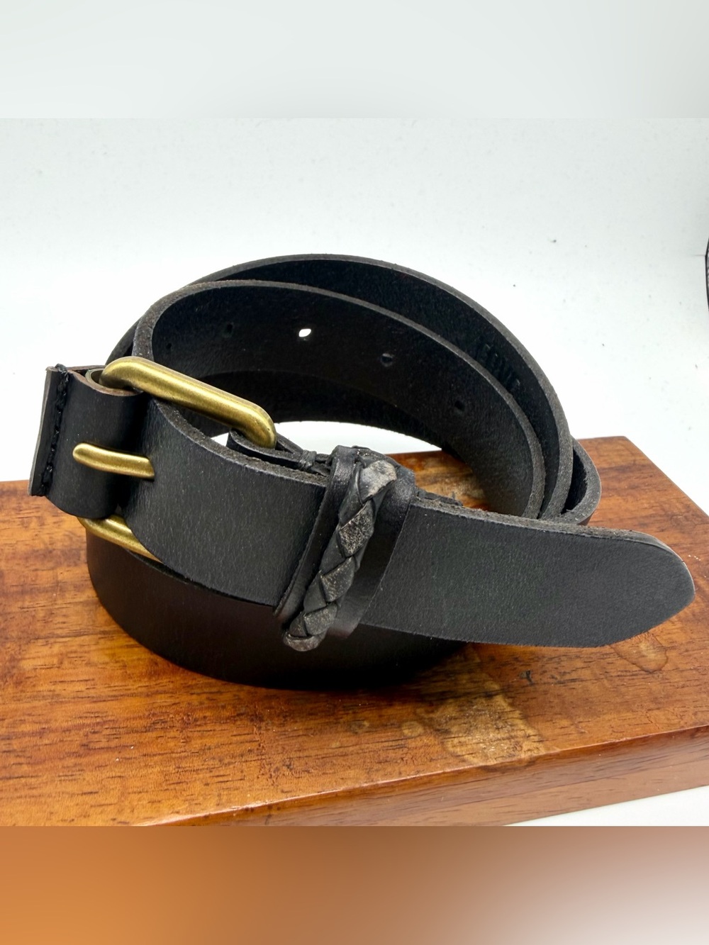 Frye Black Leather Belt Gold tone buckle